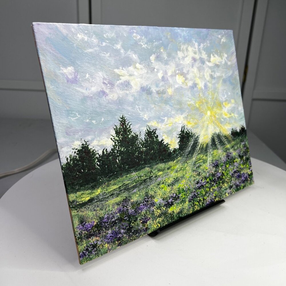 Field Of Light 8" x 10" Original Acrylic Landscape Painting Unframed Artwork - Picture 4 of 7